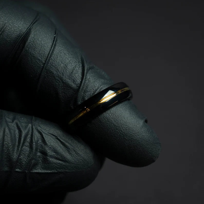 Golden Black Tungsten Everyday Ring
