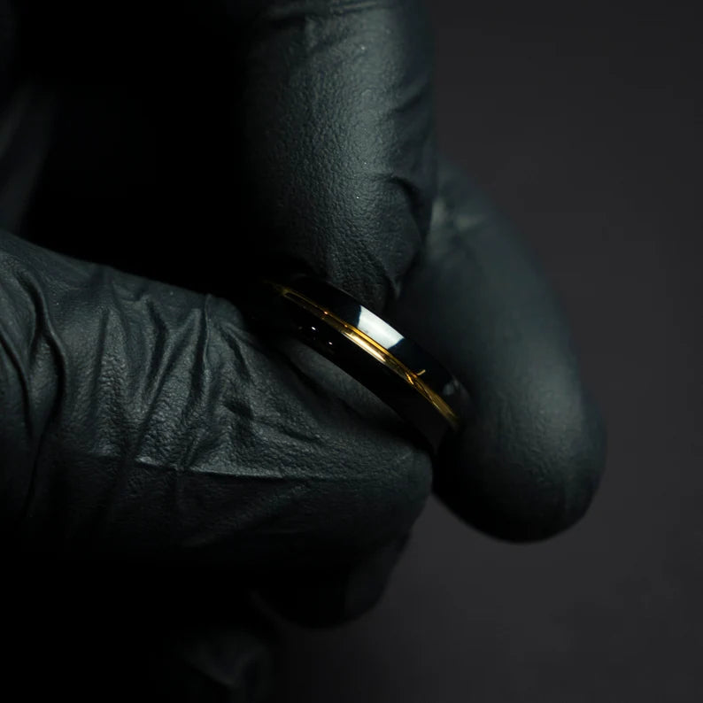 Golden Black Tungsten Everyday Ring