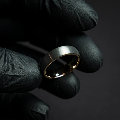 Rose gold brushed tungsten ring