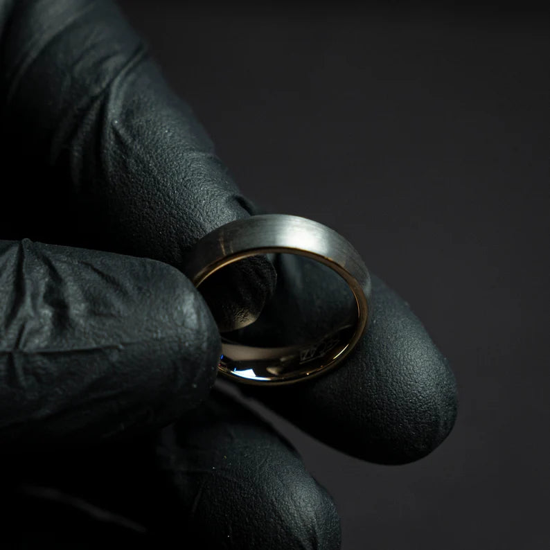 Rose gold brushed tungsten ring