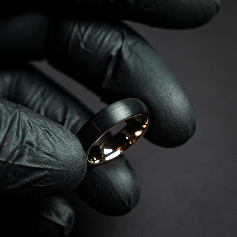 Black brushed rose golden tungsten
