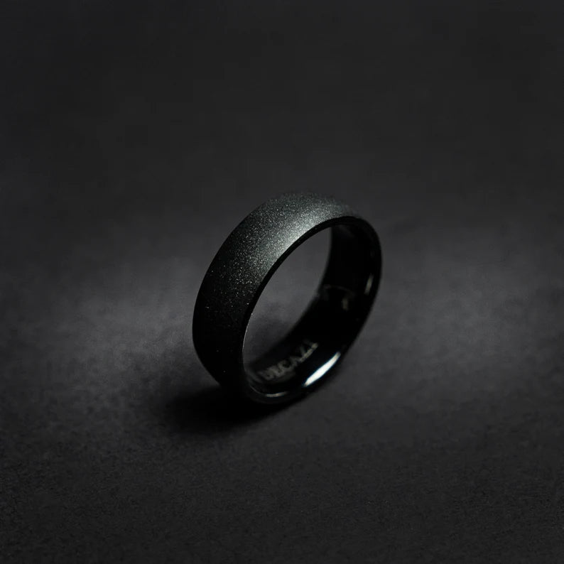Black Tungsten Promise Ring Unique Wedding Band Decazi Jewelry