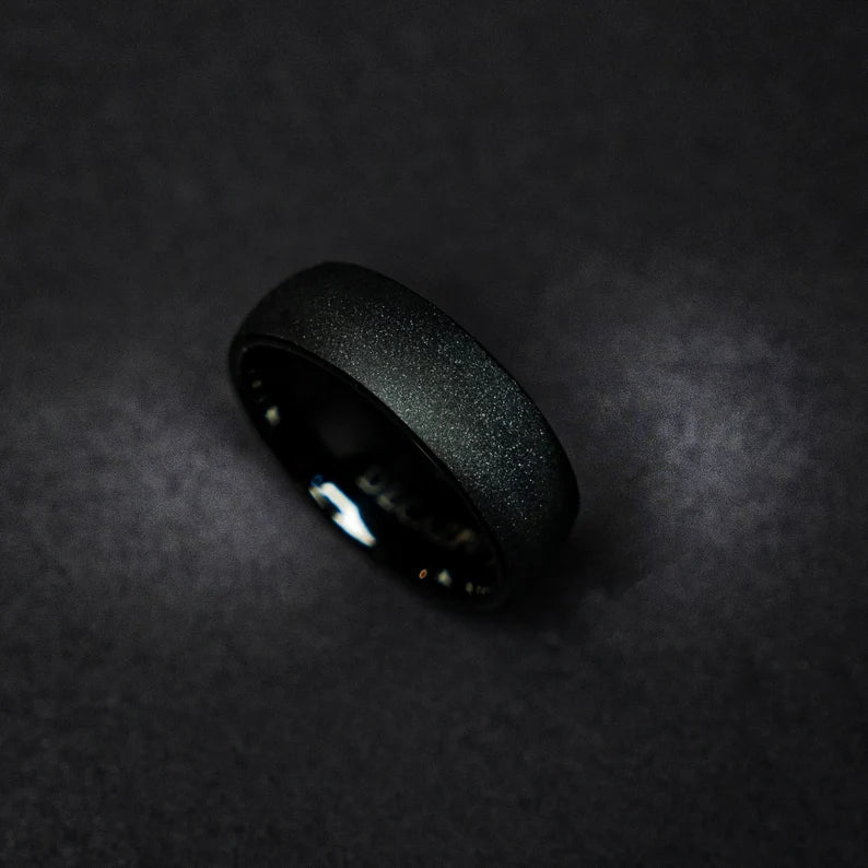 Black Tungsten Promise Ring Unique Wedding Band Decazi Jewelry