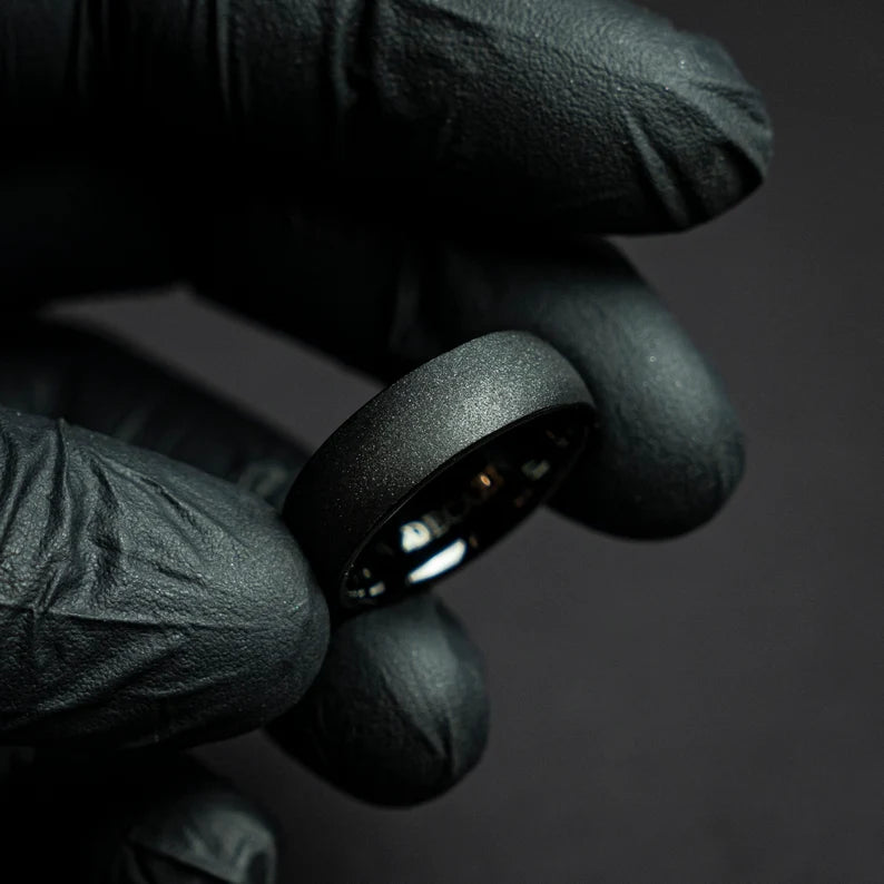 Black Tungsten Promise Ring Unique Wedding Band Decazi Jewelry
