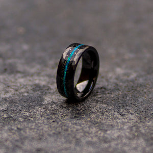 Handmade Black faceted ceramic ring, wedding, mens wedding band, opal ring, tungsten ring, meteorite, meteorite ring, ceramic ring.