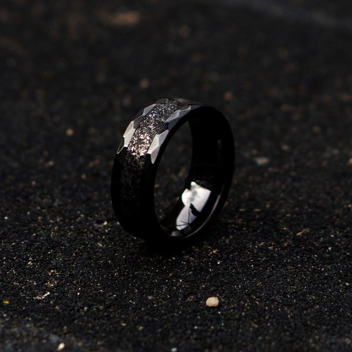 hammered ring, Wedding band, wedding Rings, Anniversary band, Promise rings, Meteorite Tungsten ring, Mens wedding Band, Mens Opal Ring