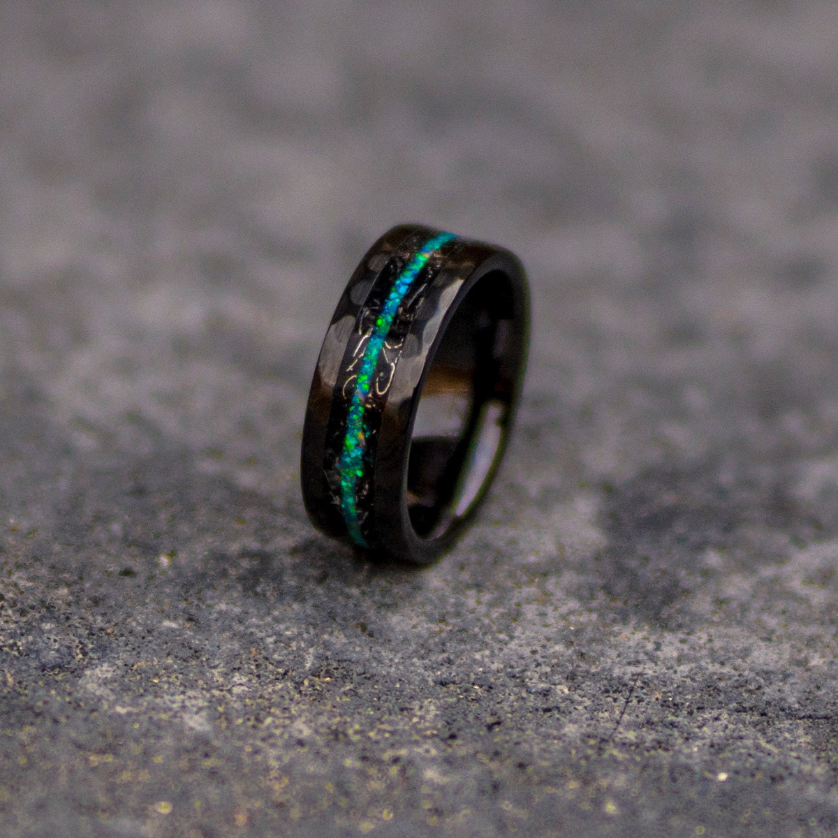 Handmade Black faceted ceramic ring, wedding, mens wedding band, opal ring, tungsten ring, meteorite, meteorite ring, ceramic ring.