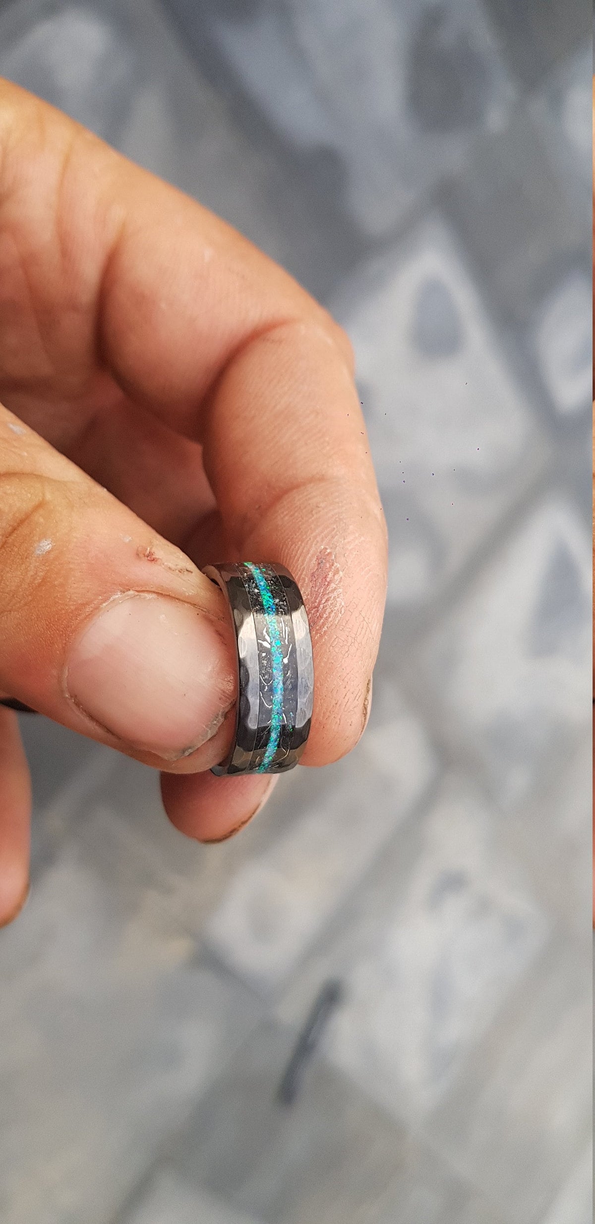 Handmade Black faceted ceramic ring, wedding, mens wedding band, opal ring, tungsten ring, meteorite, meteorite ring, ceramic ring.