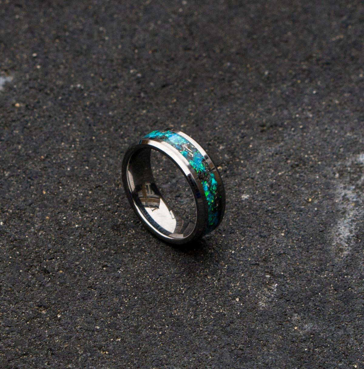 mens tungsten ring. mens opal ring. Tungsten rings. meteorite opal ring. unique opal ring. unique tungsten ring