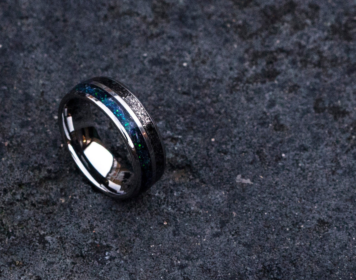 Meteorite Tungsten Ring, Meteorite Ring Men Black, Tungsten Meteorite Ring, Meteorite Wedding Band, Mens Wedding Band Meteorite Wedding Ring