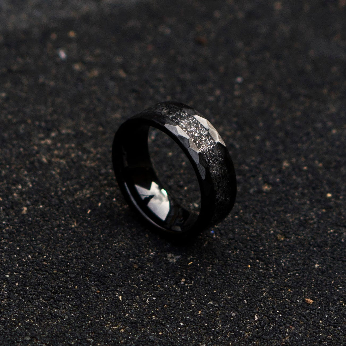 hammered ring, Wedding band, wedding Rings, Anniversary band, Promise rings, Meteorite Tungsten ring, Mens wedding Band, Mens Opal Ring