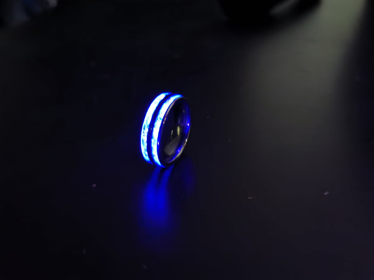 Galaxy opal ring, glow in the dark, purple opal,  opal engagement ring, silver opal ring, simple opal ring, meteorite , meteorite jewelry.