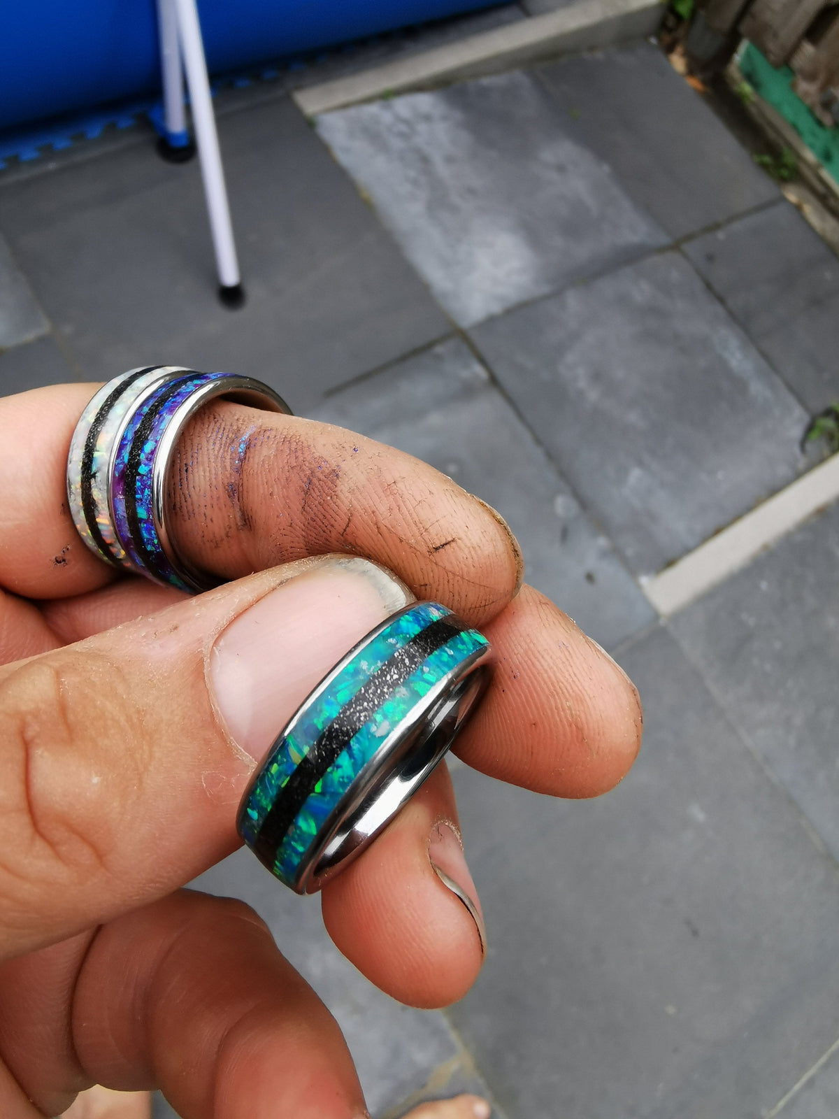Peacock Green opal ring, glow in the dark, Galaxy opal ring, opal engagement ring, simple opal ring, meteorite , meteorite jewelry