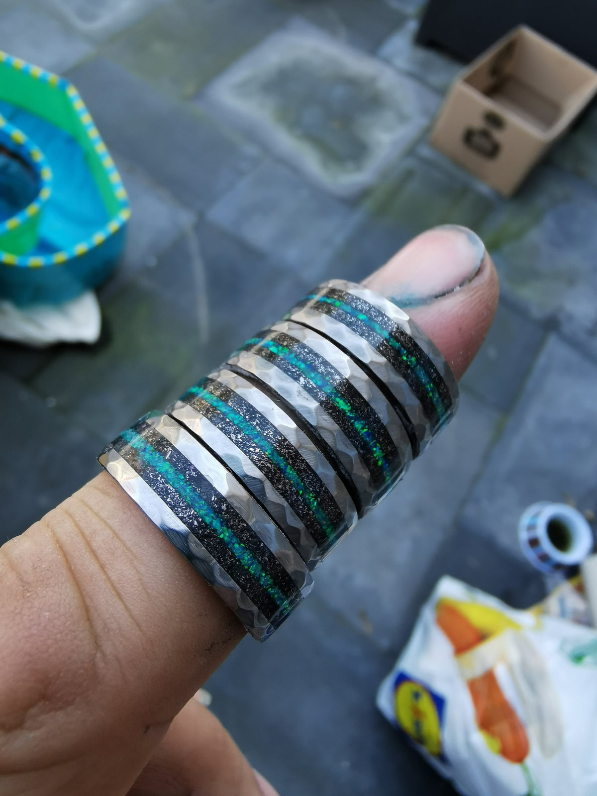 Men's Meteorite Tungsten Ring, Unique Wedding Band For Him, Opal Anniversary Ring, Meteorite Engagement Ring for Men, Opal Gemstone Jewelry