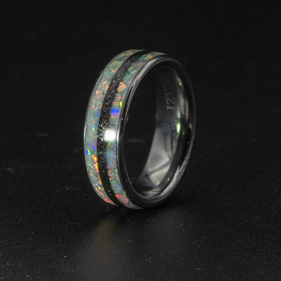 White opal ring, glow in the dark, Galaxy opal ring, opal engagement ring, silver opal ring, simple opal ring, meteorite , meteorite jewelry