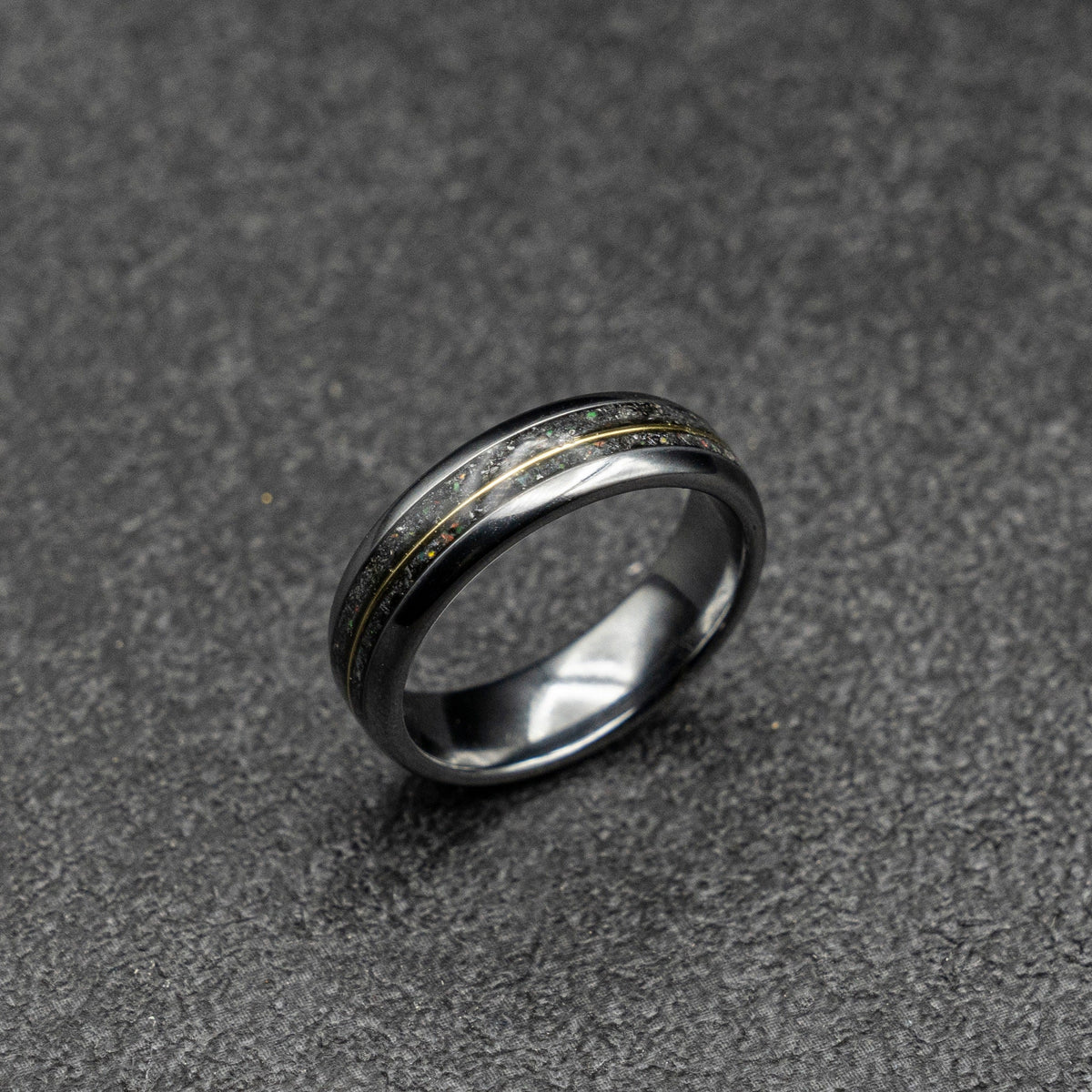 Black friday, meteorite ring, Glow in the dark ring, glow ring, Gold tungsten ring, tungsten ring men, mens wedding band, mens ring.