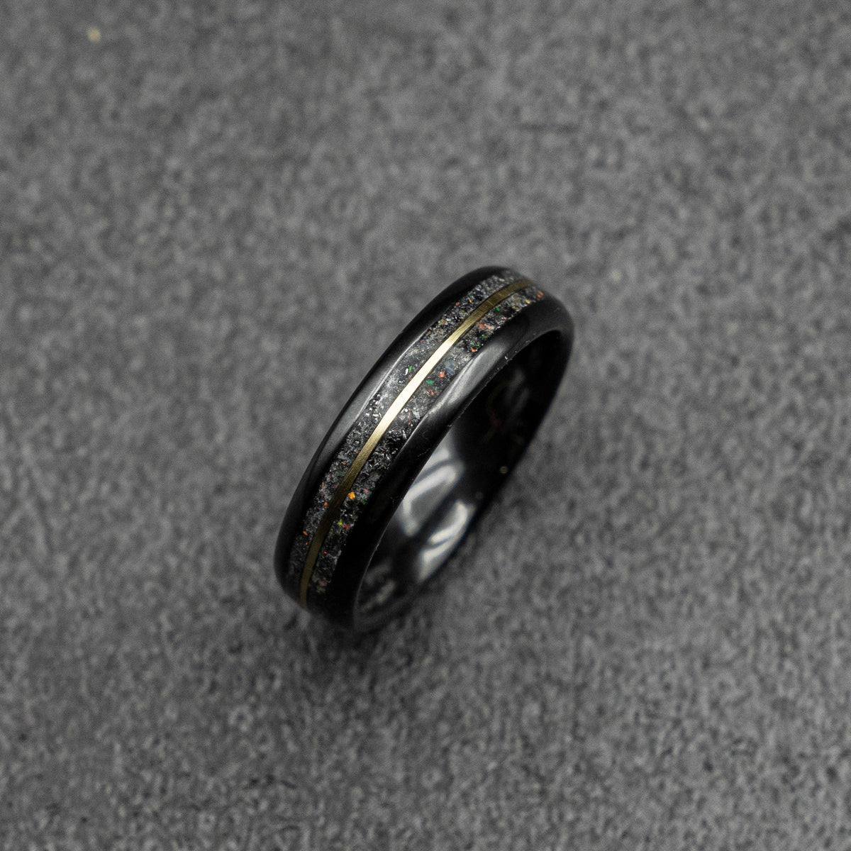 Meteorite ring,  glow ring, Gold tungsten ring, ceramic ring men, mens wedding band, mens ring, Glow in the dark ring,