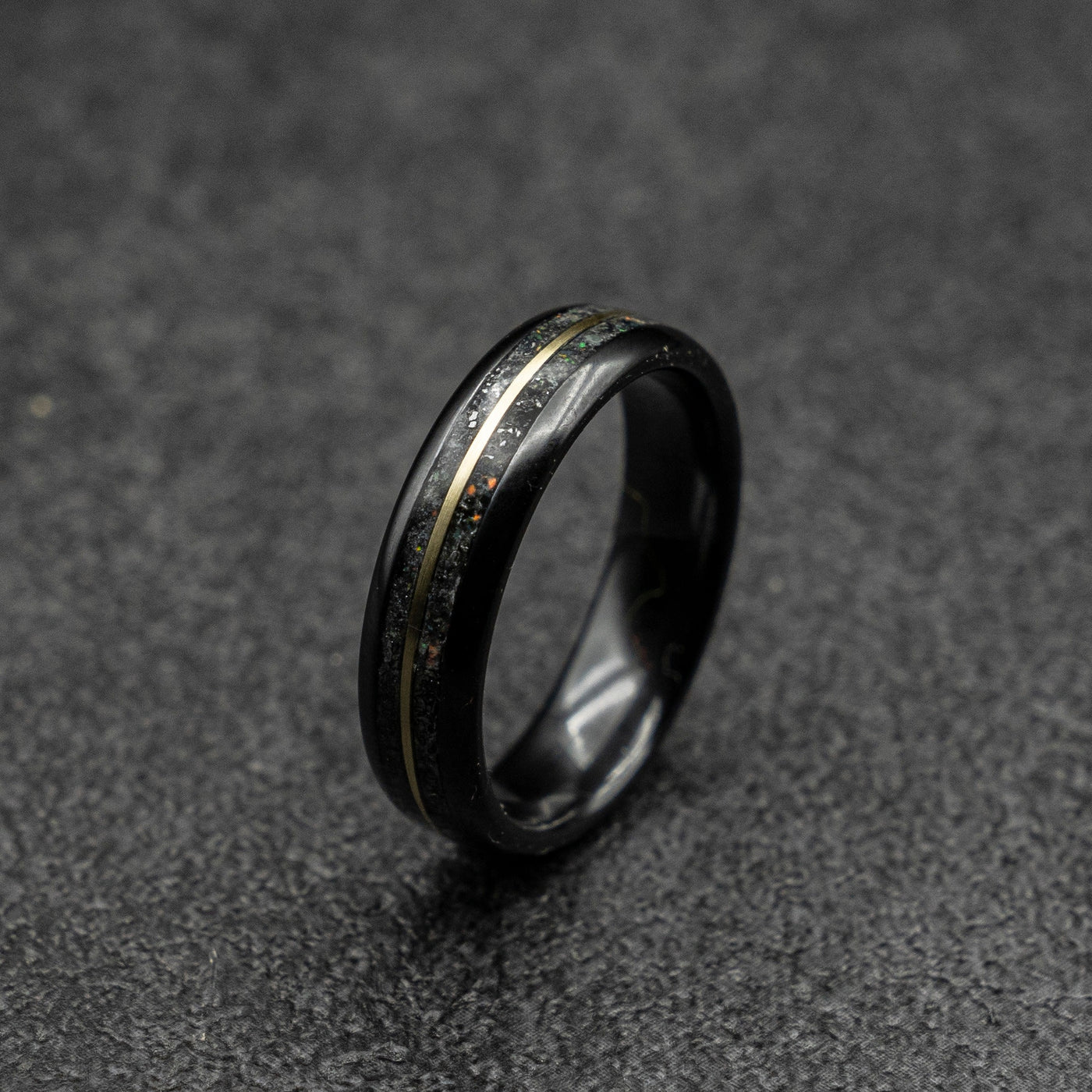 Meteorite ring,  glow ring, Gold tungsten ring, ceramic ring men, mens wedding band, mens ring, Glow in the dark ring,