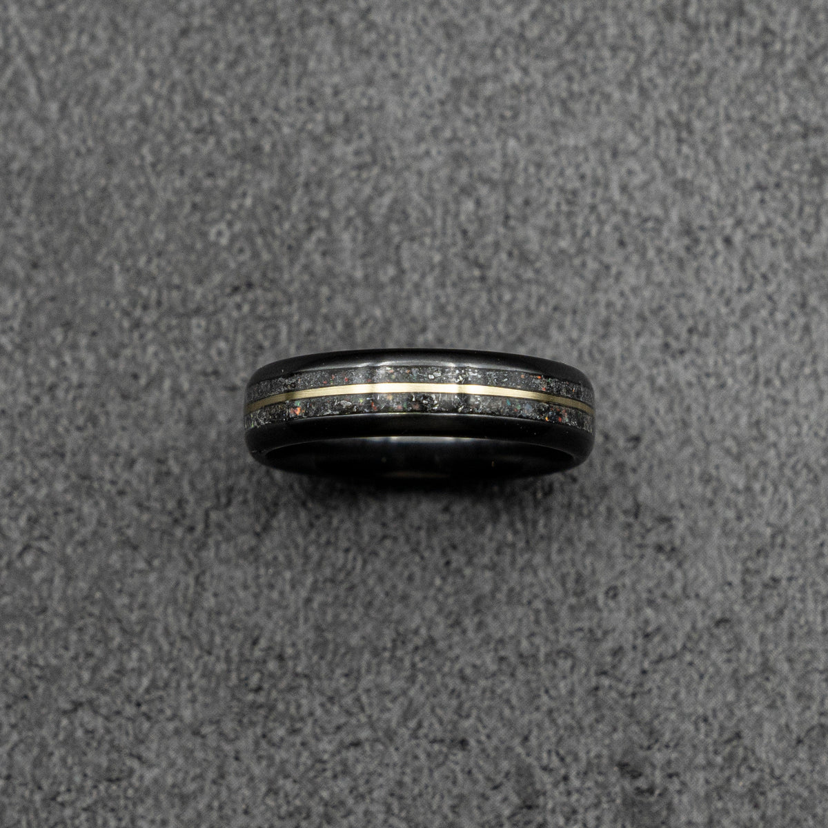 Meteorite ring,  glow ring, Gold tungsten ring, ceramic ring men, mens wedding band, mens ring, Glow in the dark ring,