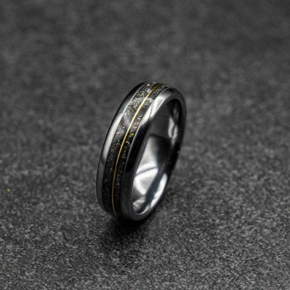 Black friday, meteorite ring, Glow in the dark ring, glow ring, Gold tungsten ring, tungsten ring men, mens wedding band, mens ring.