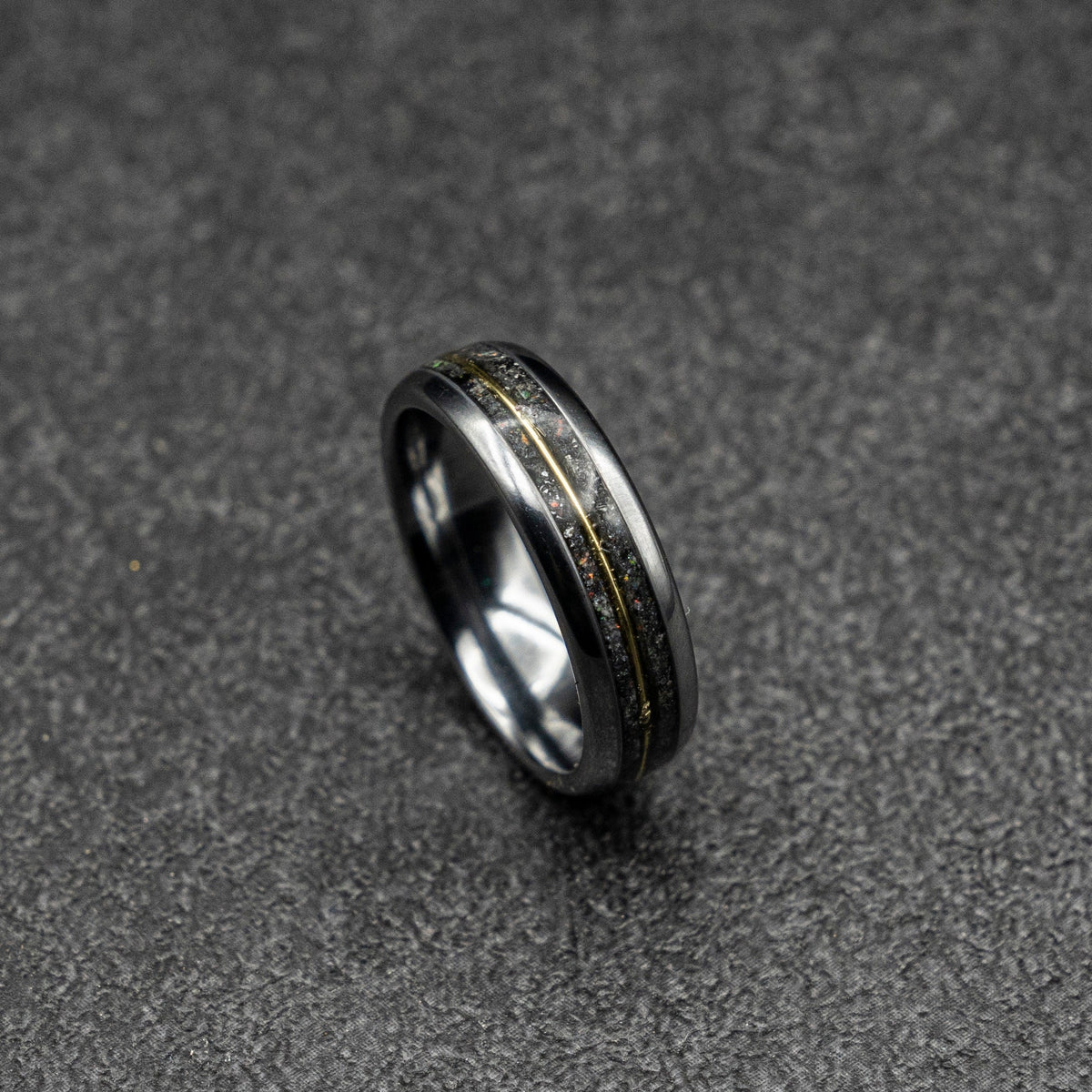 Black friday, meteorite ring, Glow in the dark ring, glow ring, Gold tungsten ring, tungsten ring men, mens wedding band, mens ring.