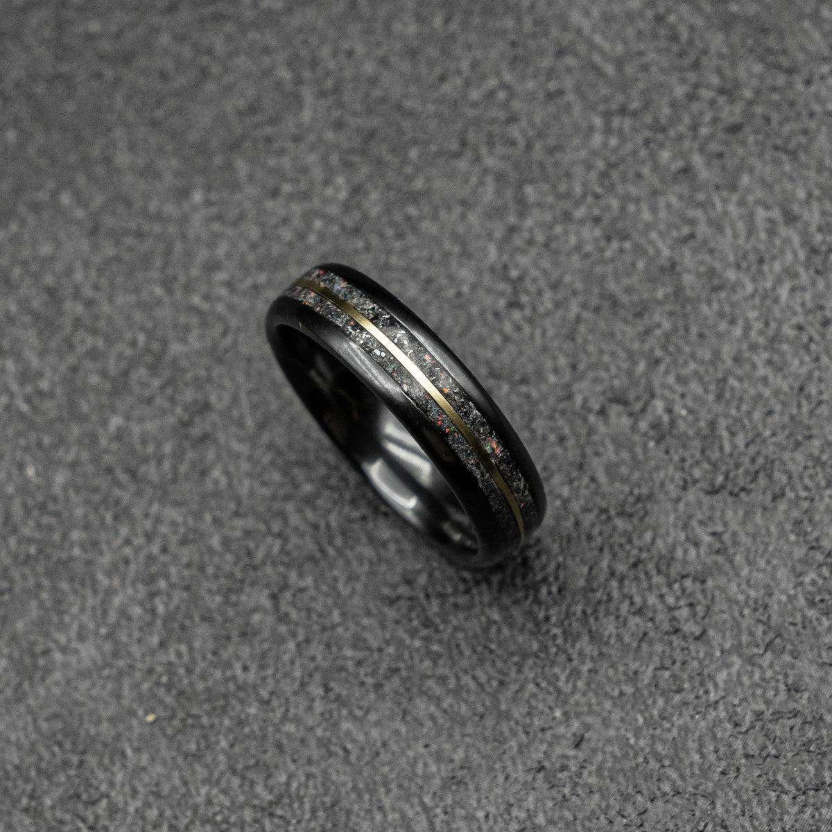 Meteorite ring,  glow ring, Gold tungsten ring, ceramic ring men, mens wedding band, mens ring, Glow in the dark ring,
