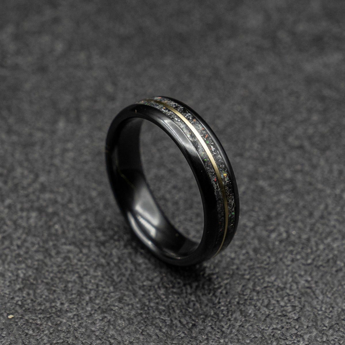 Meteorite ring,  glow ring, Gold tungsten ring, ceramic ring men, mens wedding band, mens ring, Glow in the dark ring,