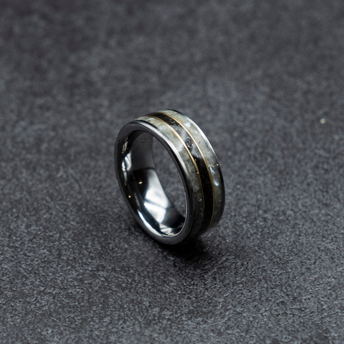 pearl engagement ring, meteorite ring, crushed pearl, pink freshwater pearl, real pearl ring, black pearl engagement ring, valentine gift.