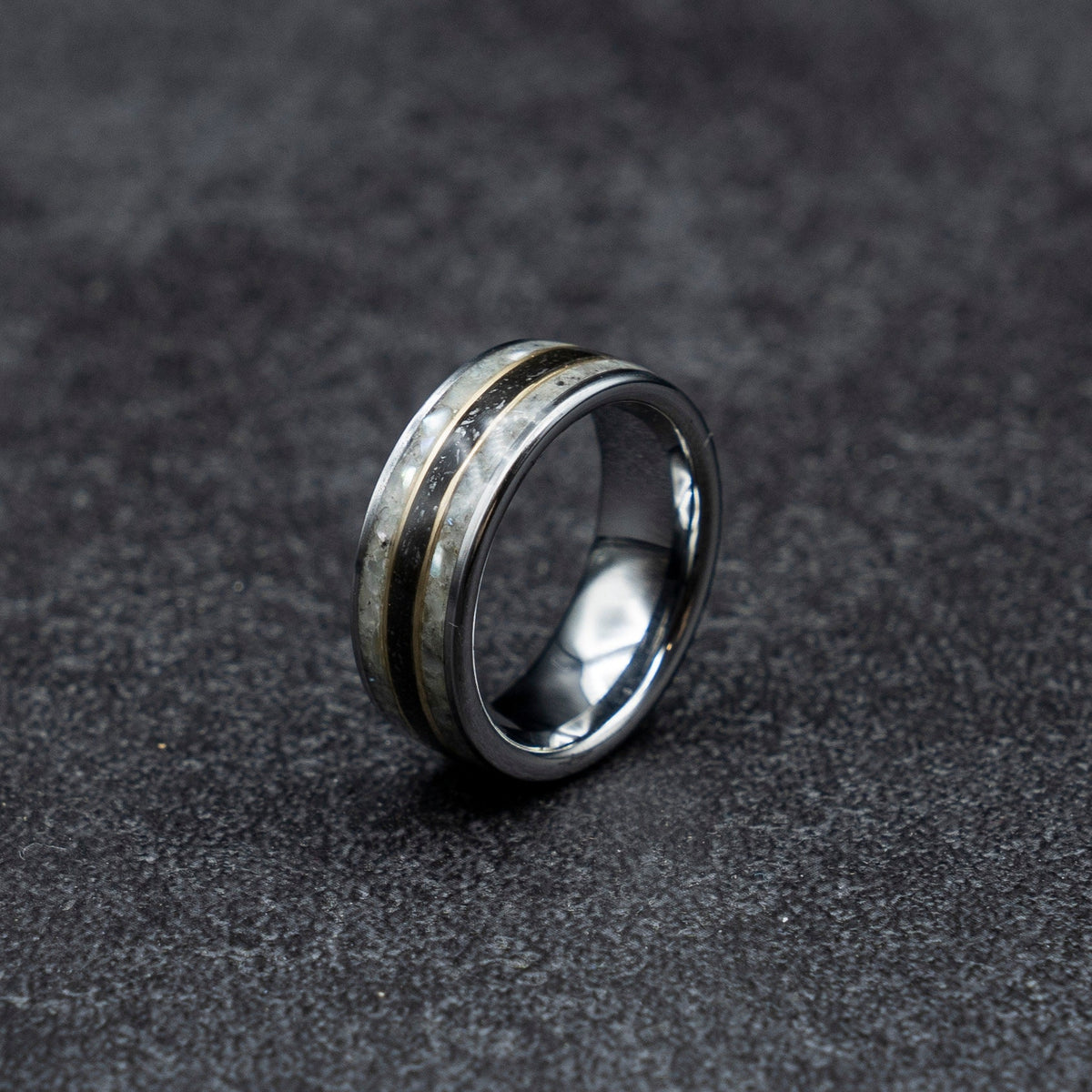 pearl engagement ring, meteorite ring, crushed pearl, pink freshwater pearl, real pearl ring, black pearl engagement ring, valentine gift.