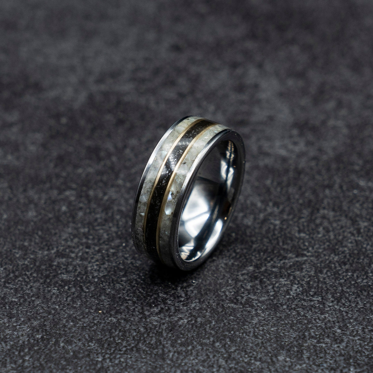 pearl engagement ring, meteorite ring, crushed pearl, pink freshwater pearl, real pearl ring, black pearl engagement ring, valentine gift.