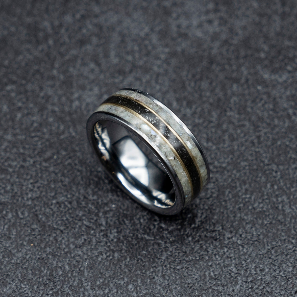 pearl engagement ring, meteorite ring, crushed pearl, pink freshwater pearl, real pearl ring, black pearl engagement ring, valentine gift.