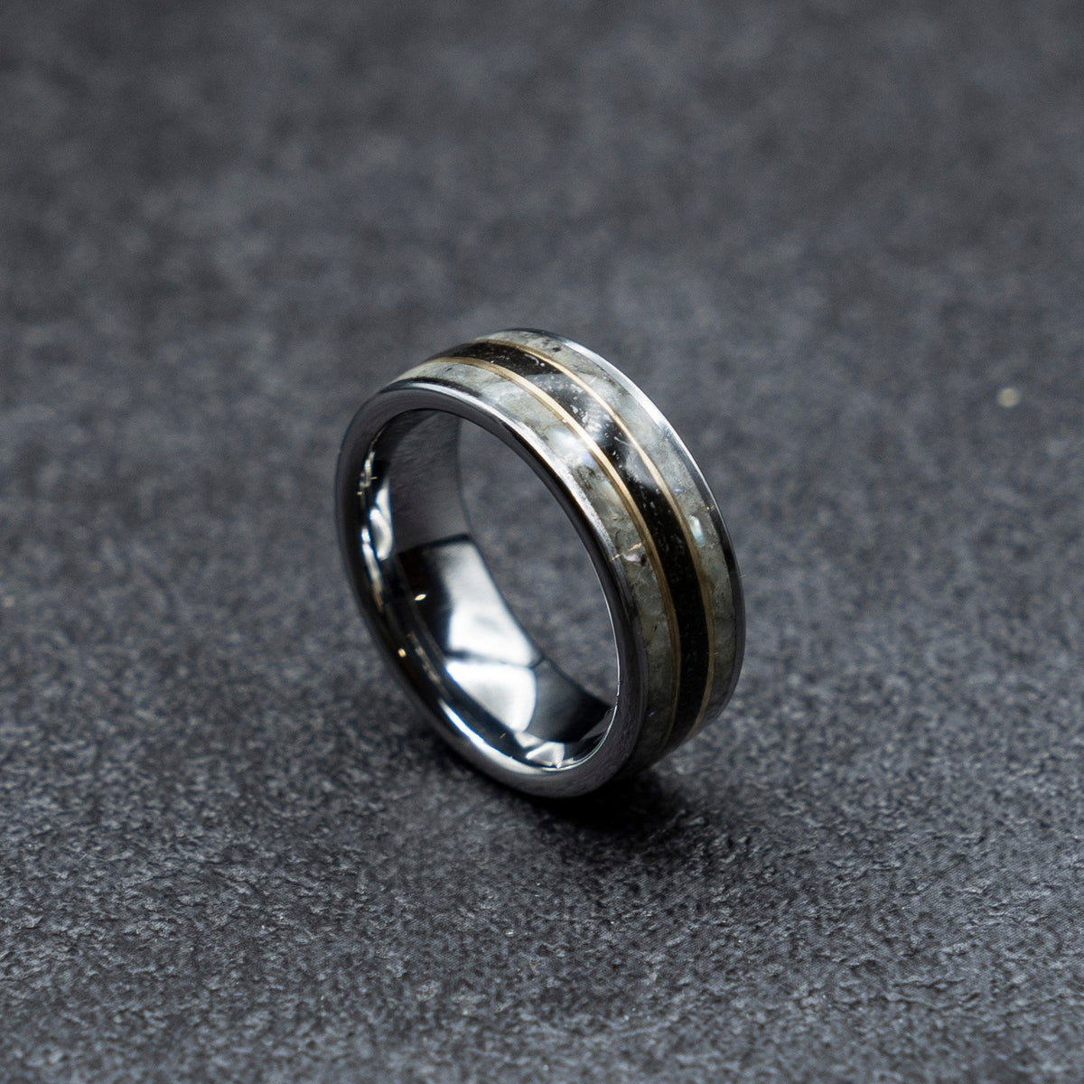 pearl engagement ring, meteorite ring, crushed pearl, pink freshwater pearl, real pearl ring, black pearl engagement ring, valentine gift.