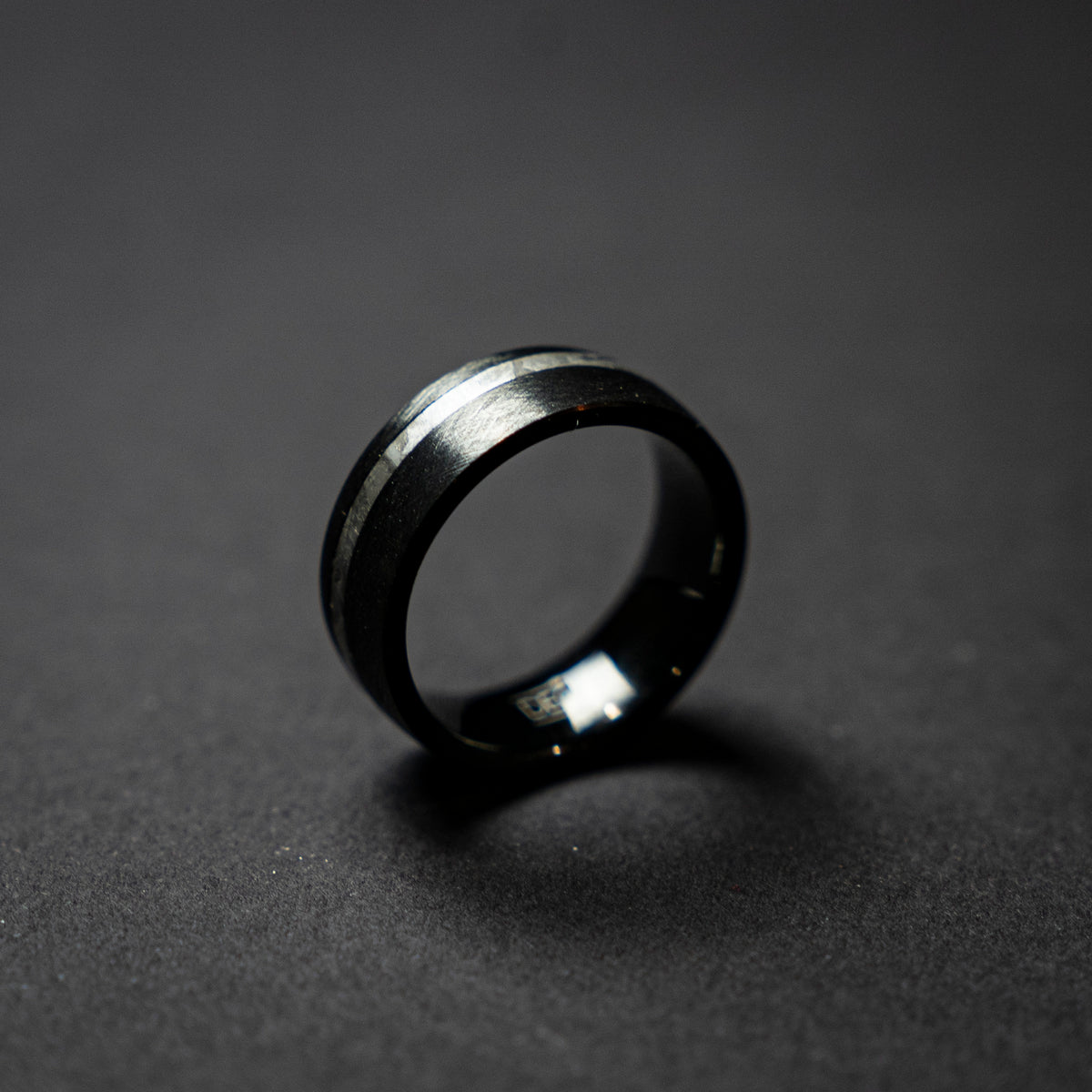 Brushed Black Tungsten Ring | Meteorite Ring, Unique Engagement Ring For Men, Statement Ring, Stripe Ring, Black Wedding Band, Modern Ring.