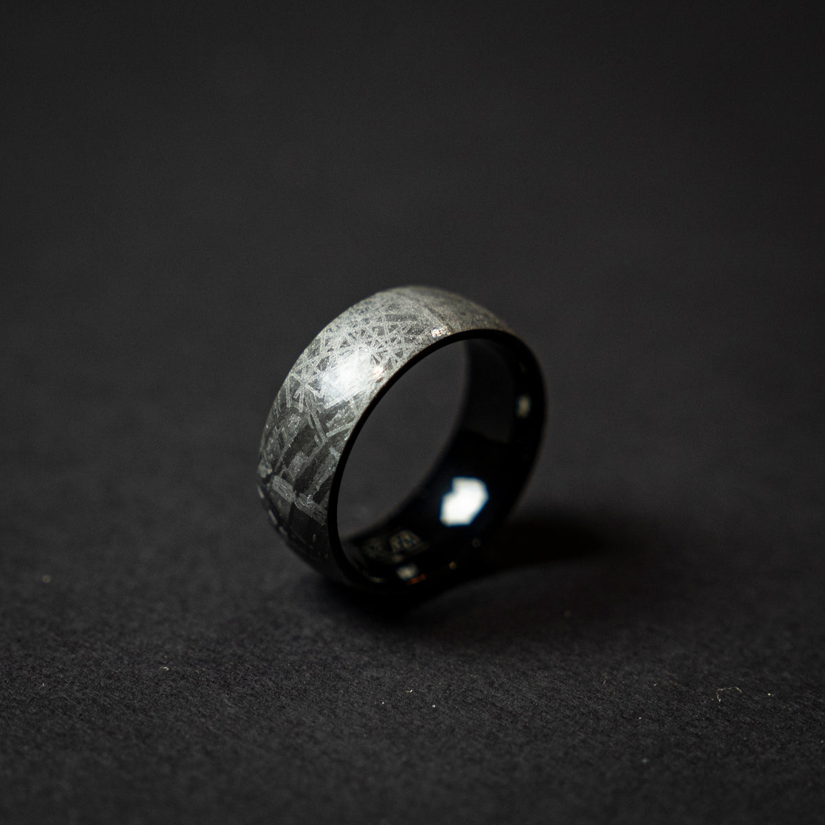 genuine meteorite mens wedding band, meteorite ring, meteorite wedding ring, man wedding band, ring man, Gift for him, Black tungsten ring.