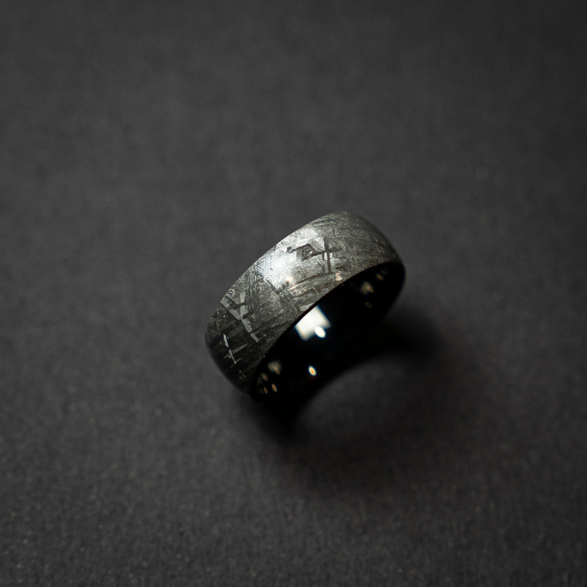 genuine meteorite mens wedding band, meteorite ring, meteorite wedding ring, man wedding band, ring man, Gift for him, Black tungsten ring.