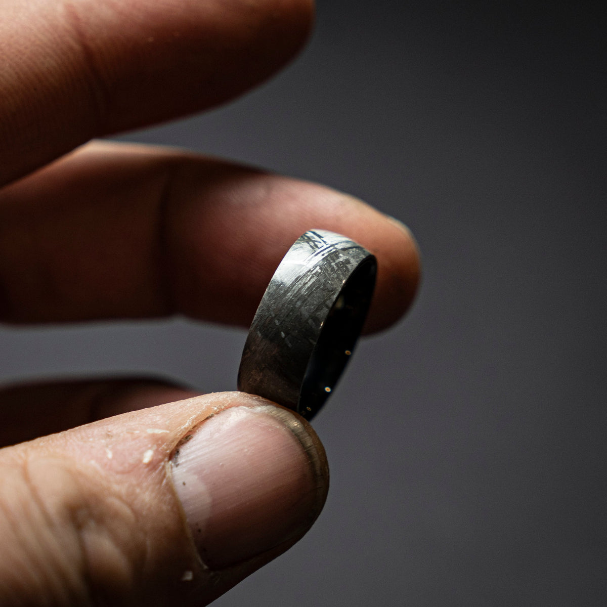 genuine meteorite mens wedding band, meteorite ring, meteorite wedding ring, man wedding band, ring man, Gift for him, Black tungsten ring.