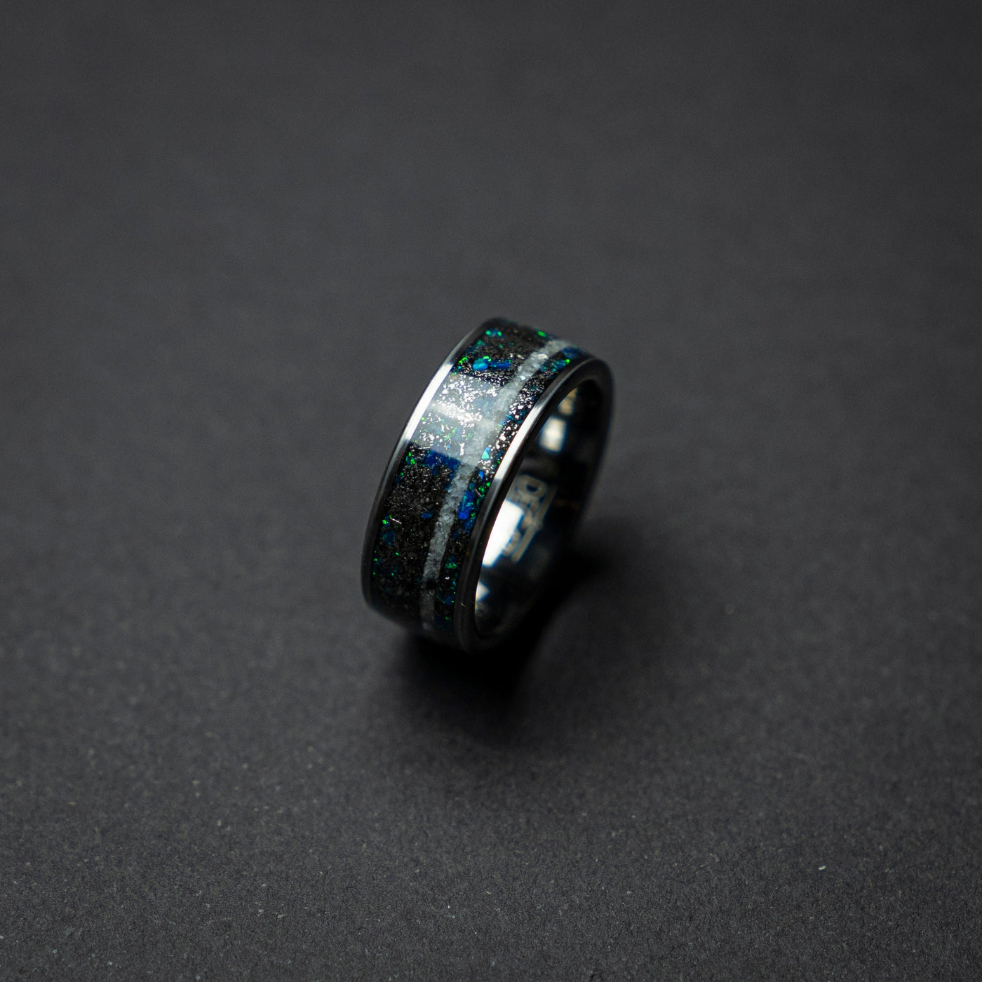 crushed pearl ring, Meteorite tungsten ring men, mens wedding band, mens ring, wedding band men, 8mm wide ring.