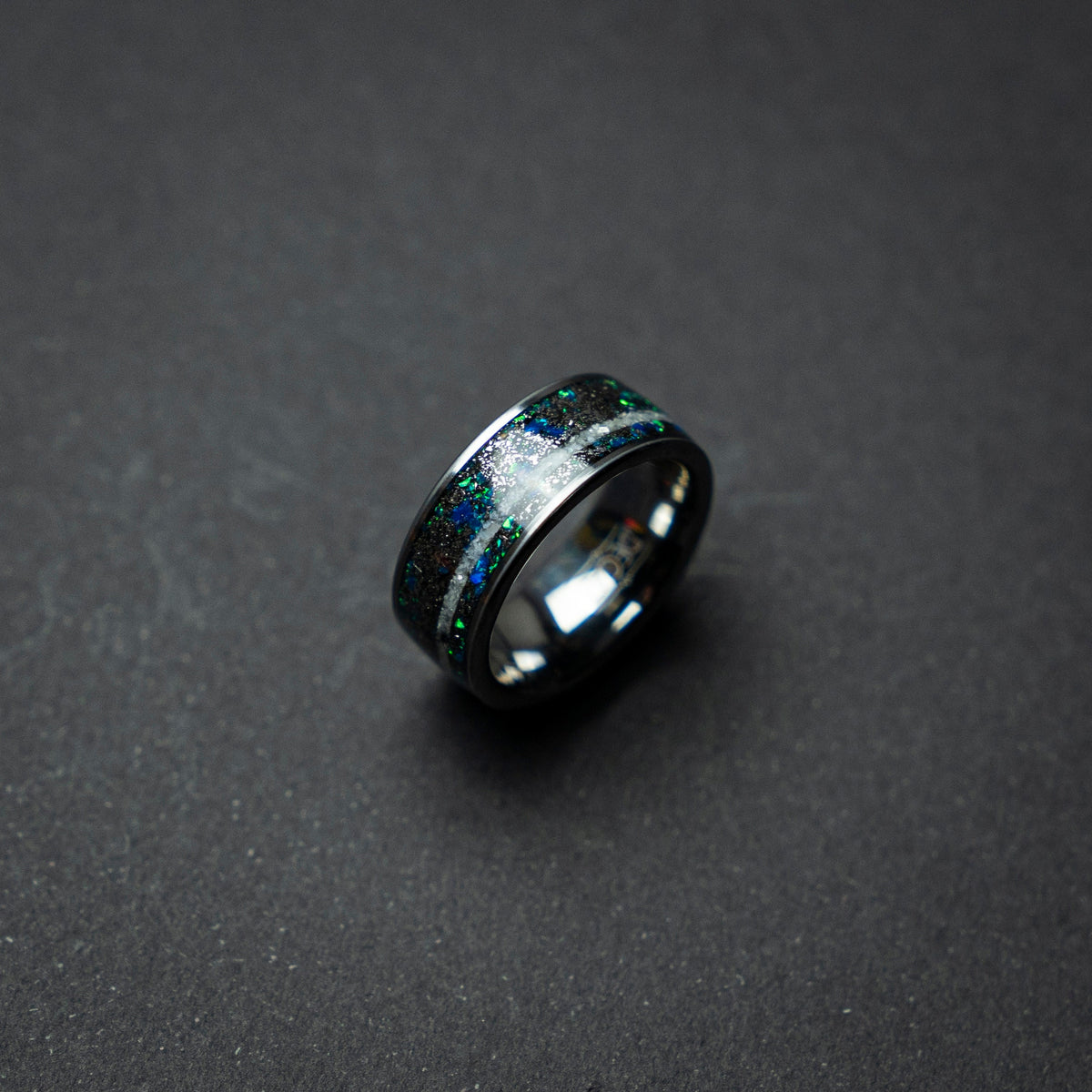crushed pearl ring, Meteorite tungsten ring men, mens wedding band, mens ring, wedding band men, 8mm wide ring.