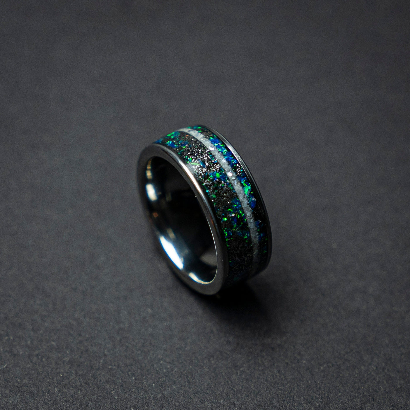 crushed pearl ring, Meteorite tungsten ring men, mens wedding band, mens ring, wedding band men, 8mm wide ring.