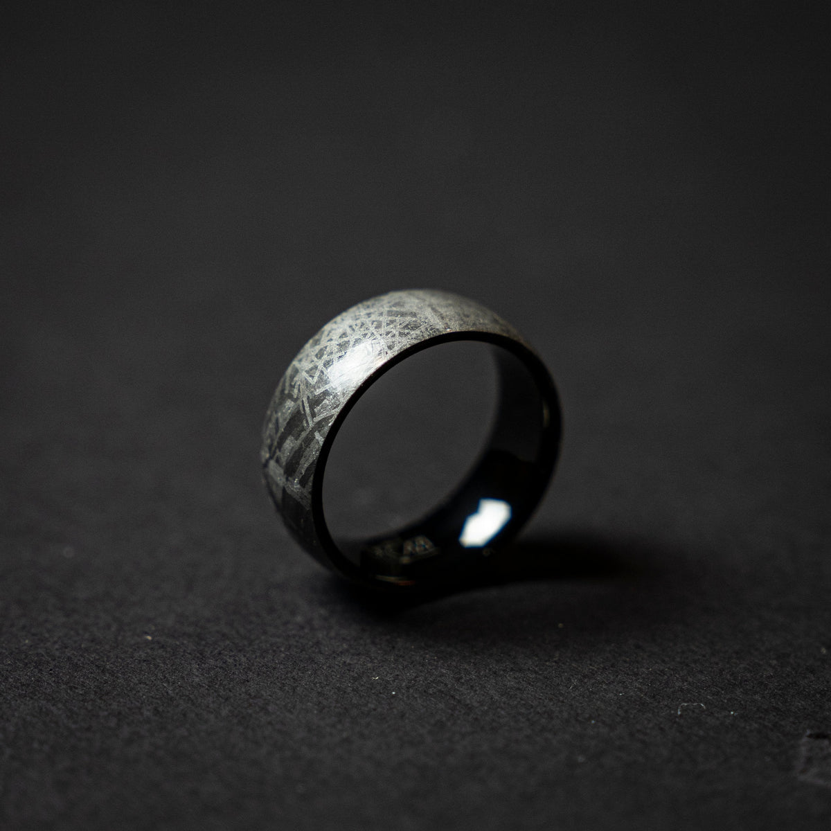 genuine meteorite mens wedding band, meteorite ring, meteorite wedding ring, man wedding band, ring man, Gift for him, Black tungsten ring.