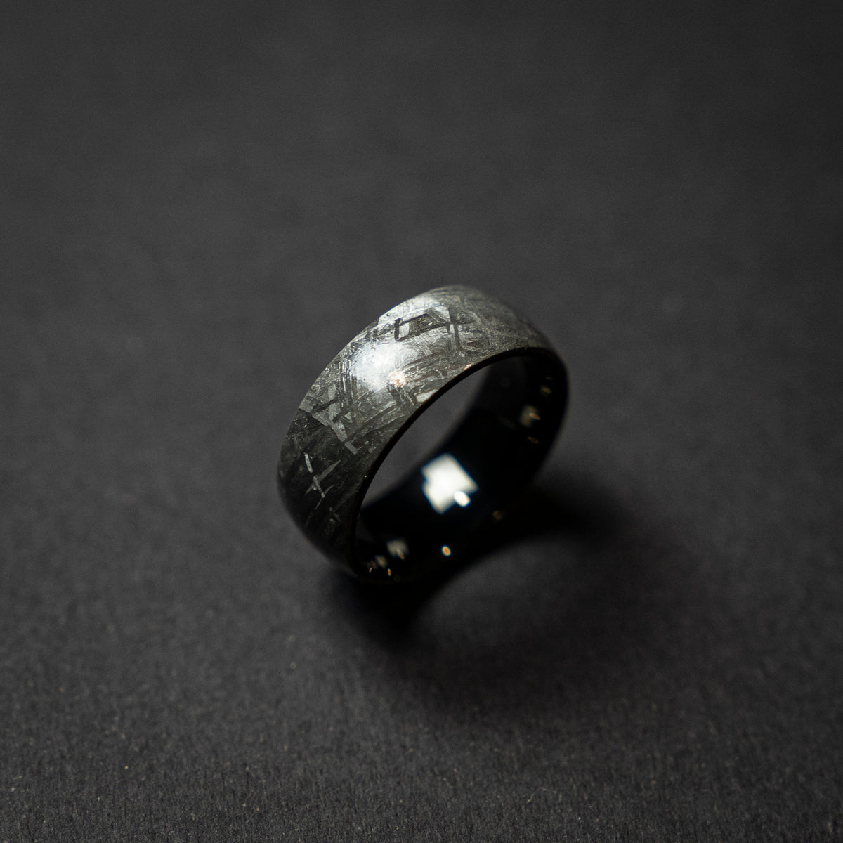 genuine meteorite mens wedding band, meteorite ring, meteorite wedding ring, man wedding band, ring man, Gift for him, Black tungsten ring.