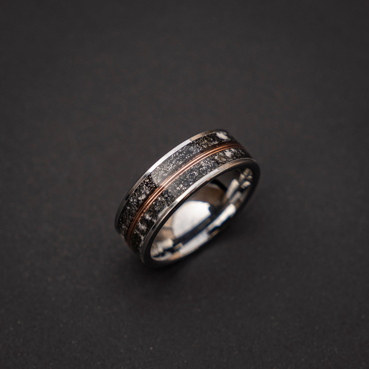 meteorite ring, Glow in the dark ring, glow ring, Gold tungsten ring, tungsten ring men, Lunar jewelry, mens wedding band, mens ring.