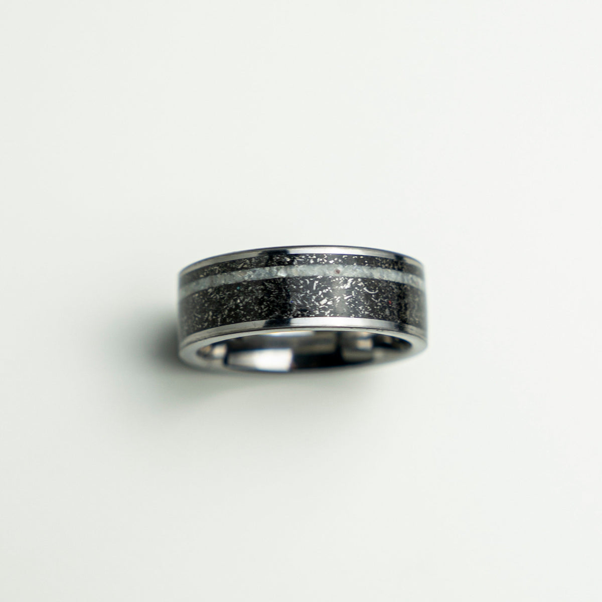 Crushed Pearl Band Ring, Meteorite ring, Black Hammered wedding Ring, Hammered Brushed  Band, Mens Ring, black meteor ring, faceted Ring,