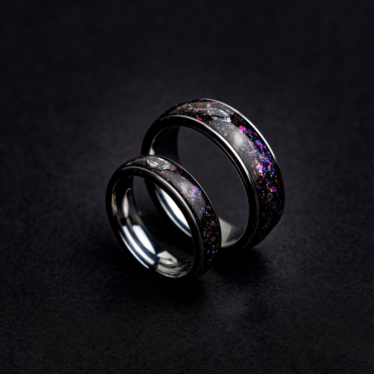 his and hers, mens wedding band, couples, cubic zirconia, diamond, matching ring set, mens ring set, wedding band set, colorful, ring, - Decazi