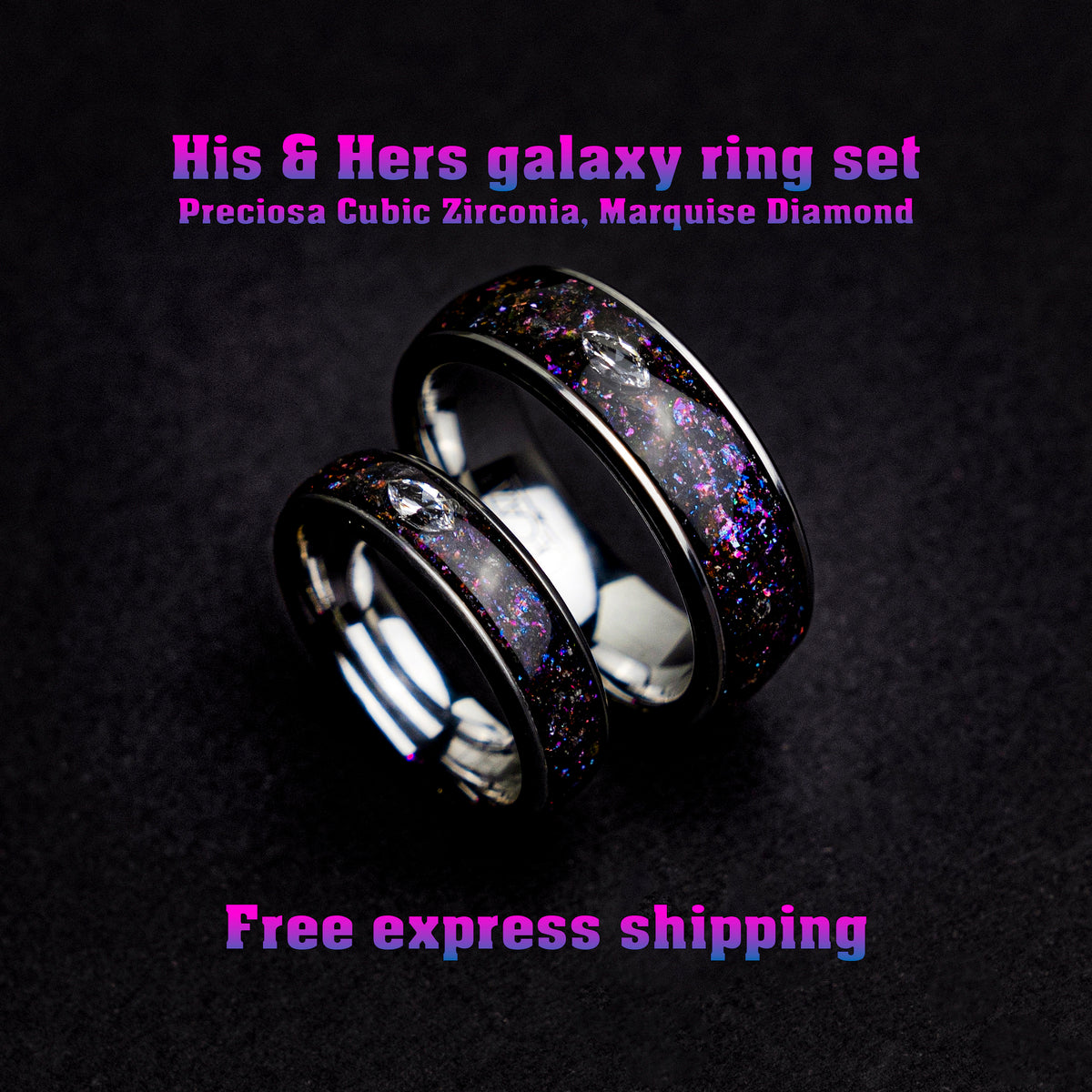 his and hers, mens wedding band, couples, cubic zirconia, diamond, matching ring set, mens ring set, wedding band set, colorful, ring, - Decazi