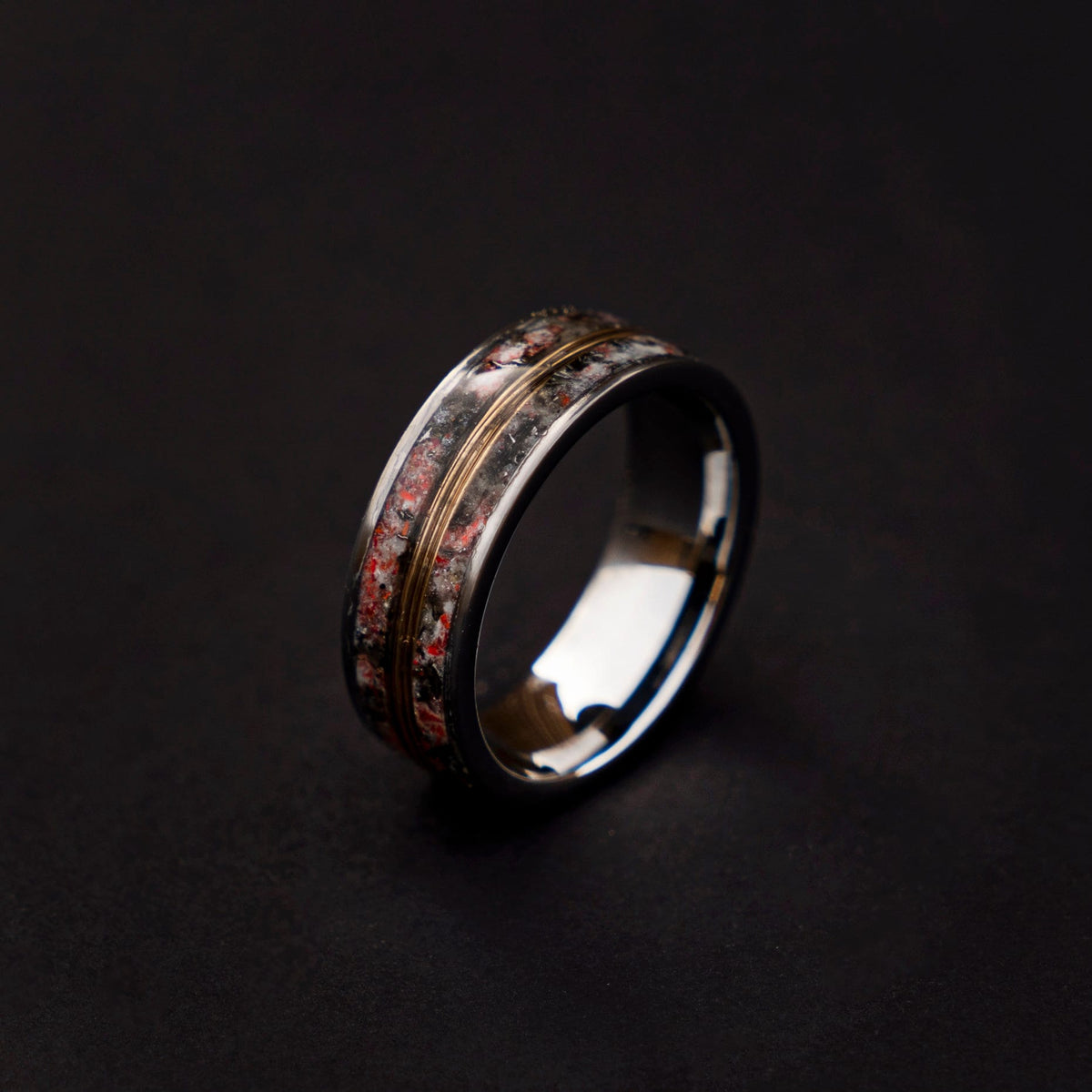 meteorite ring, Glow in the dark ring, glow ring, Gold tungsten ring, tungsten ring men, Lunar jewelry, mens wedding band, mens ring.
