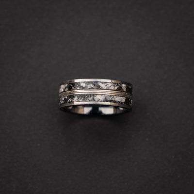 meteorite ring, Glow in the dark ring, glow ring, Gold tungsten ring, tungsten ring men, Lunar jewelry, mens wedding band, mens ring.