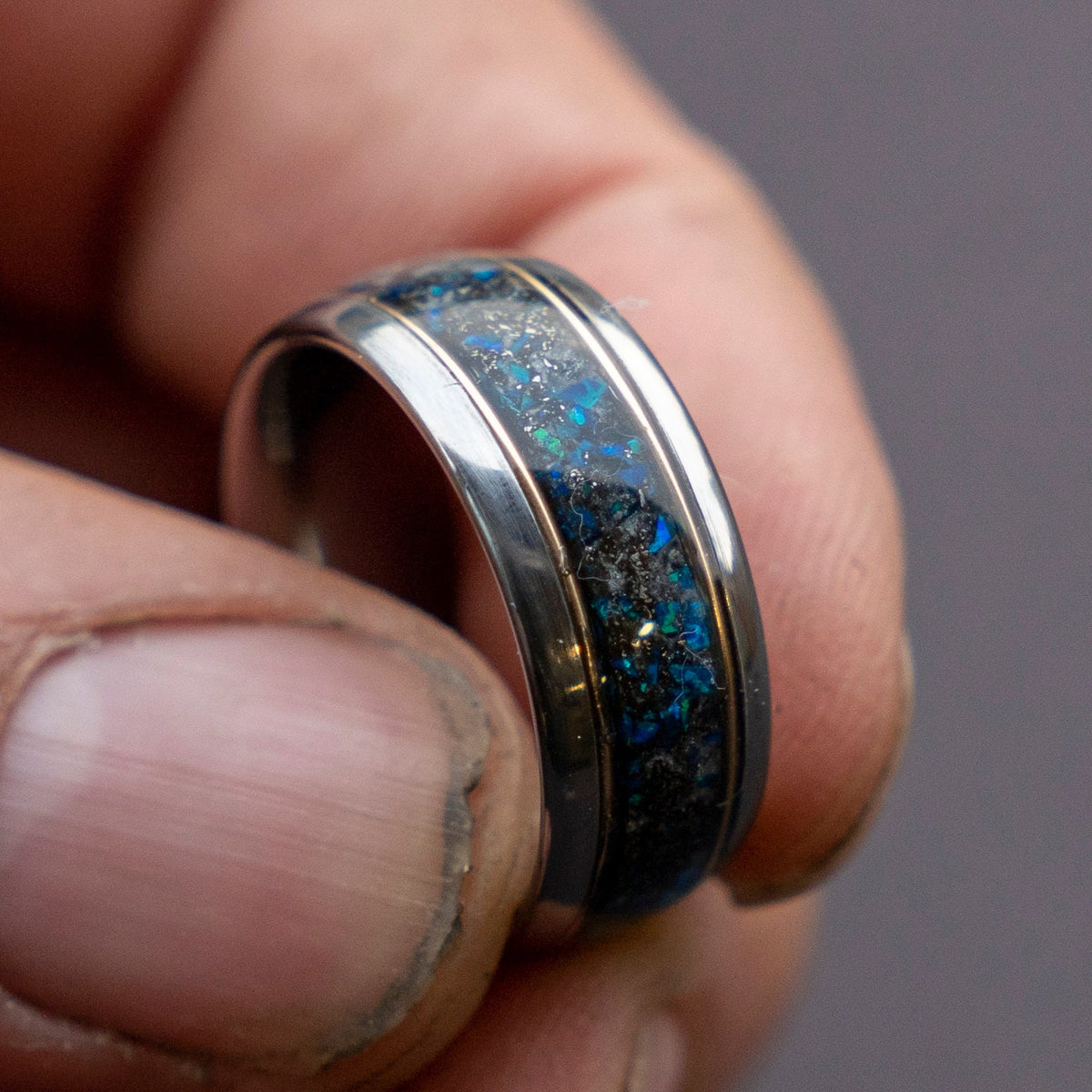 mens wedding band, mens ring, meteorite ring, mens wedding ring, mens engagement ring, meteorite ring men, 10mm ring, blue opal ring.
