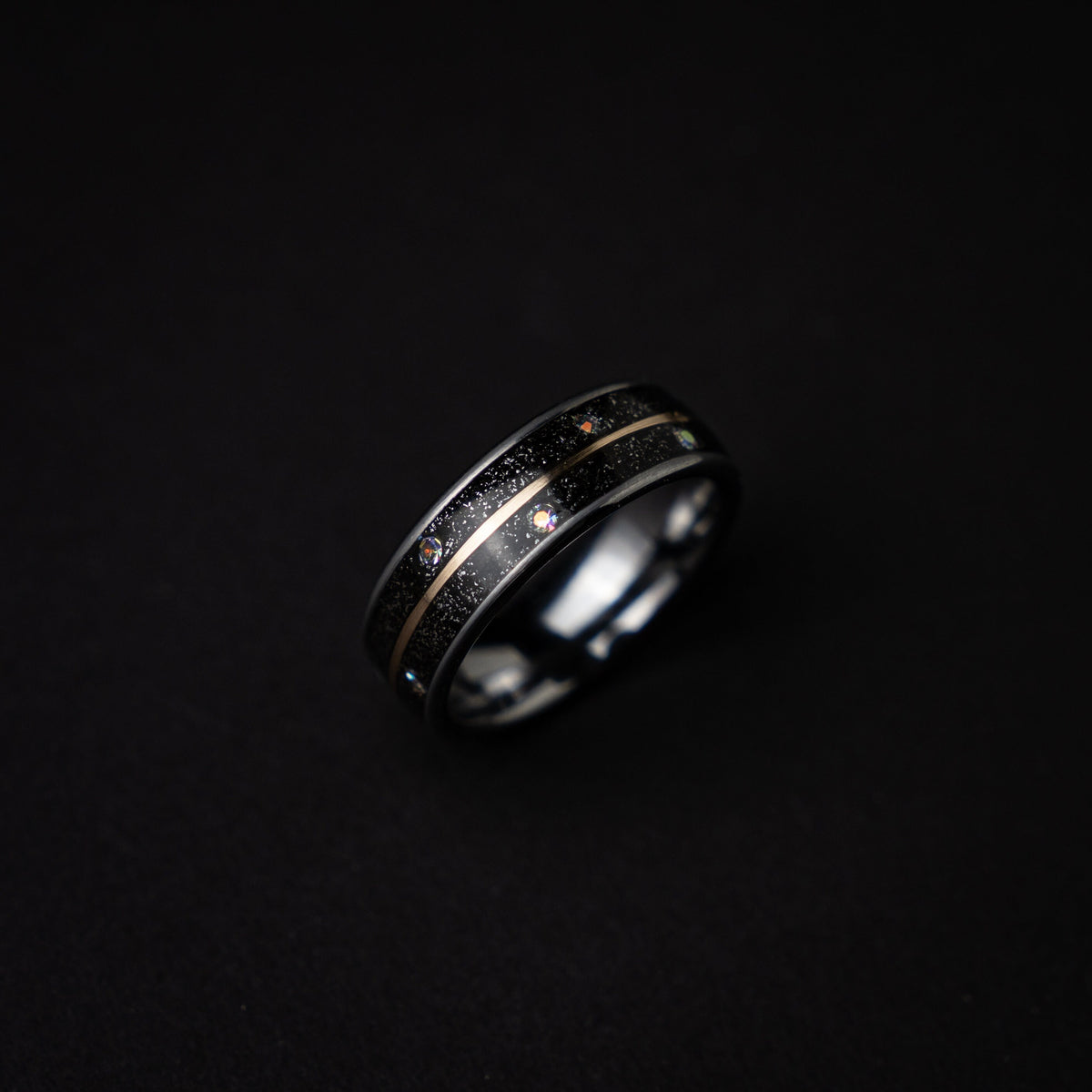 wedding ring set, Meteorite, cubic zirconia, couples rings, custom, matching, best friend, men, cool, promise, mens wedding band, ring - Decazi
