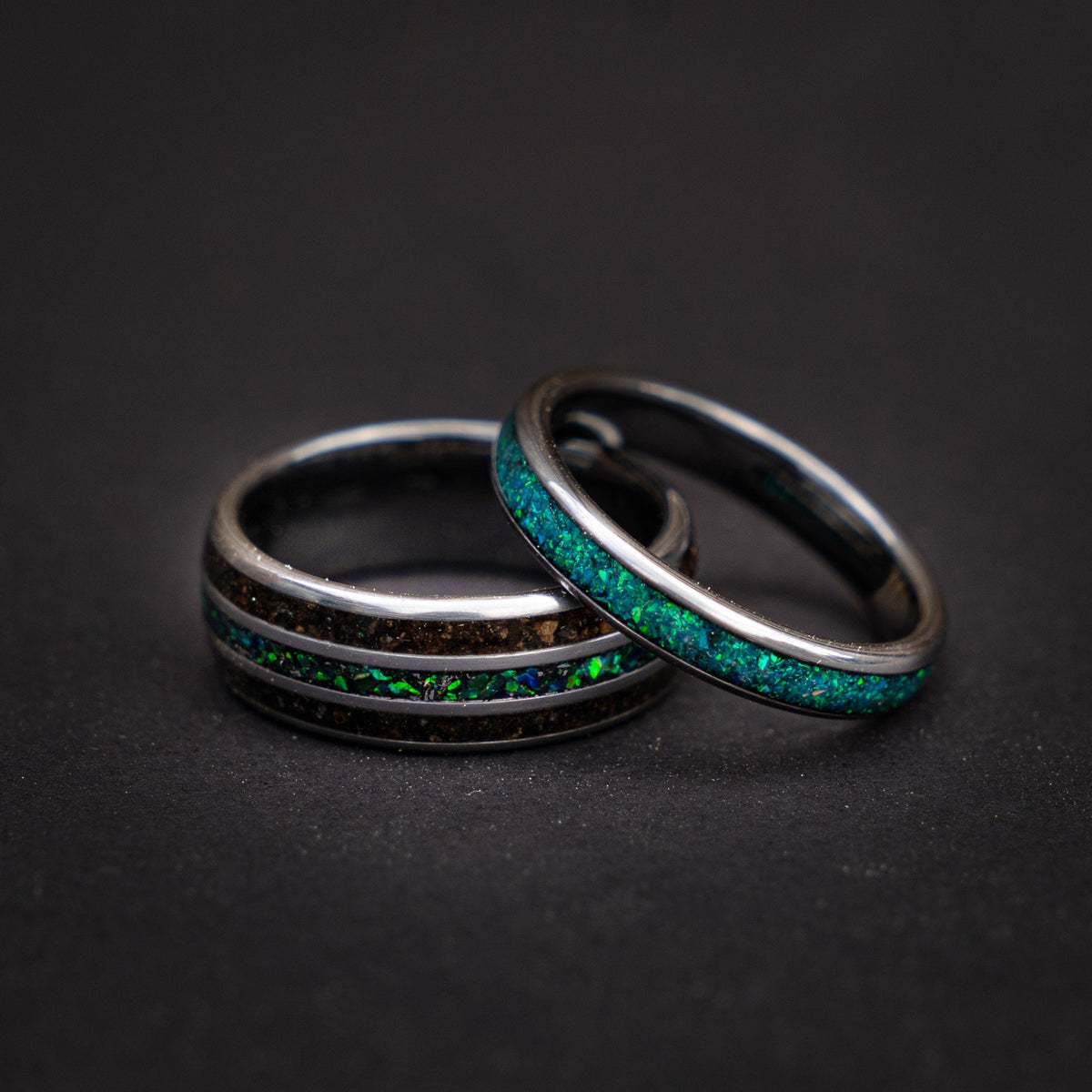 best friend rings, Megalodon tooth, couple ring set, couple rings, his and hers rings, cool mens rings, dainty ring set, wedding ring set. - Decazi